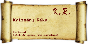 Krizsány Réka névjegykártya